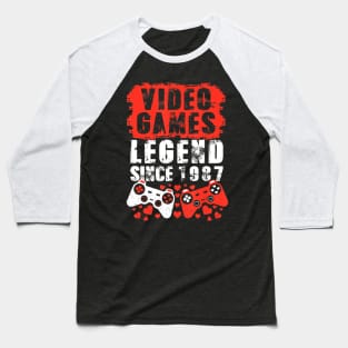 Gaming 1987 Birthday Video Games Birthday Gamer Baseball T-Shirt